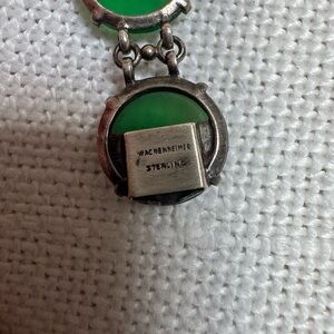 Vintage Wachenheimer Sterling  silver and Green AgateMarcasite Art Bracelet